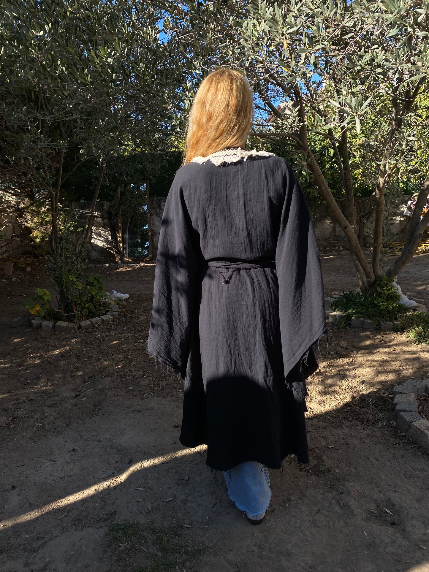Dikiş Detaylı Yarasa Model Kimono Panço