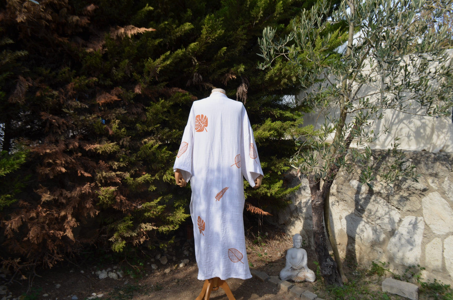 Ex Natura Beyaz Uzun Yırtmaçlı Kimono