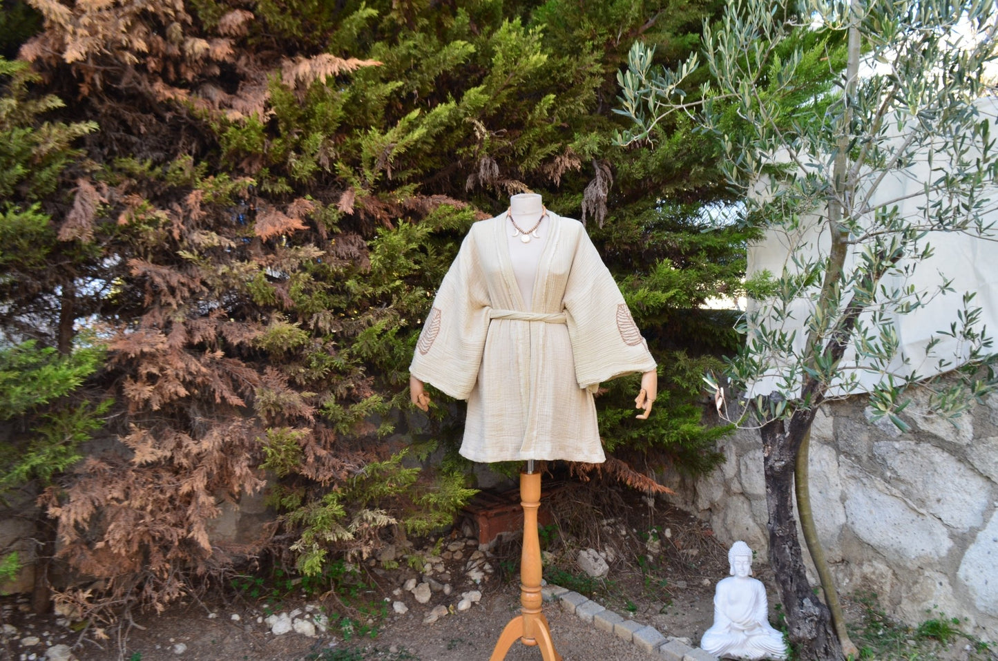 Ex Natura Bej Kısa Kimono - Atelier Omnia