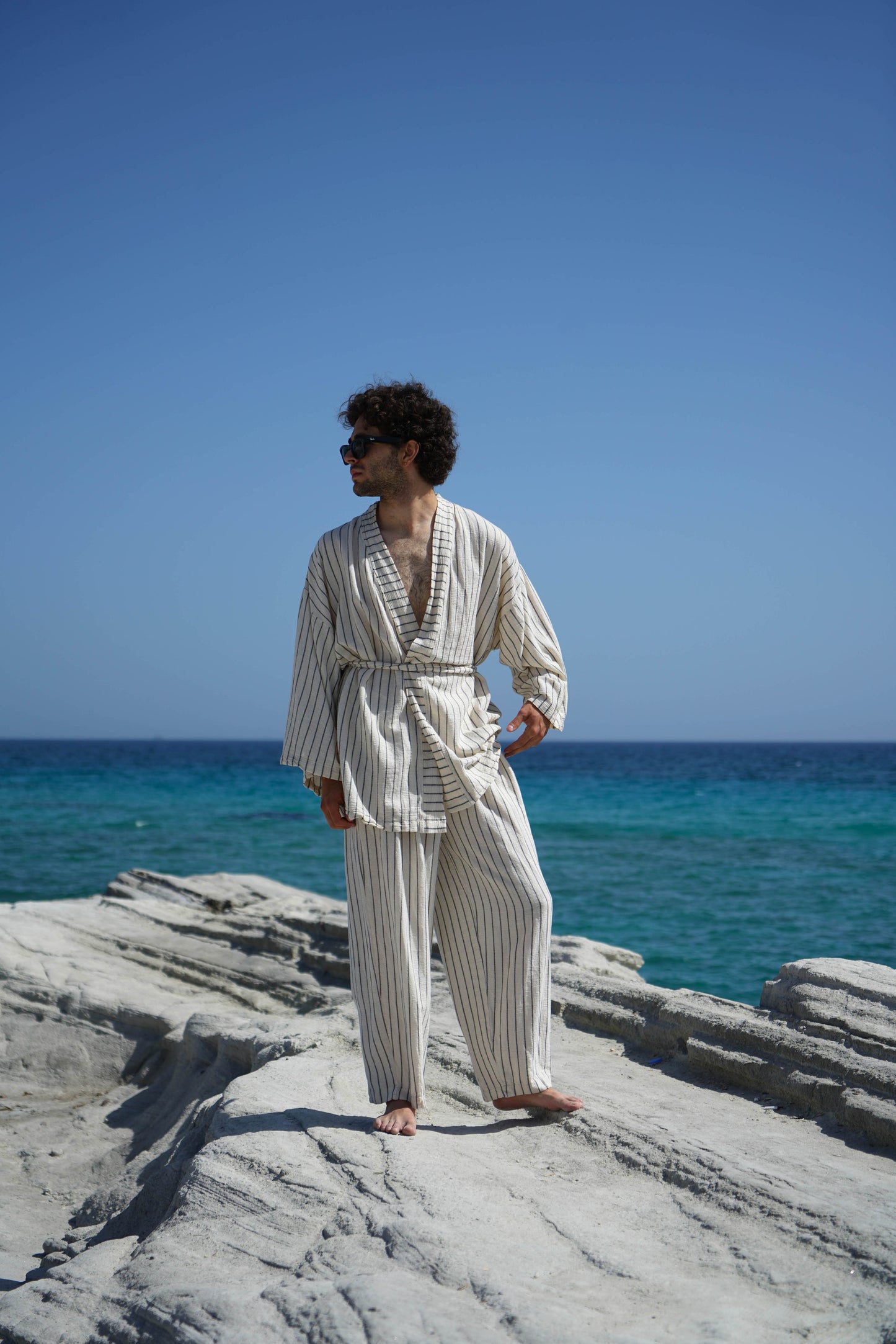 Luna Striped Şalvar Pantolon | Unisex Çizgili Şile Bezi Pantolon