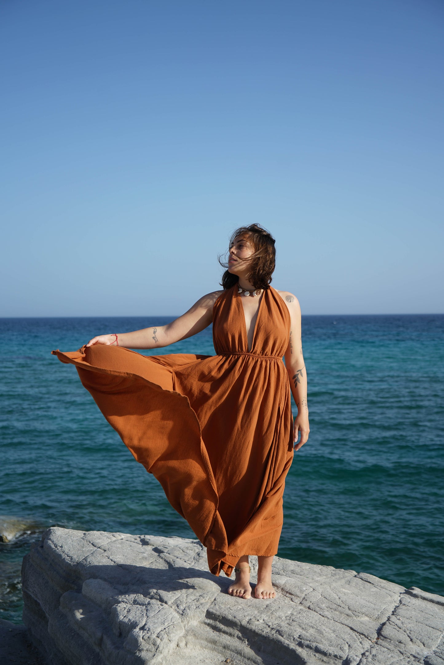 Onda Dress / Boyundan Bağlı Şile Bezi Elbise