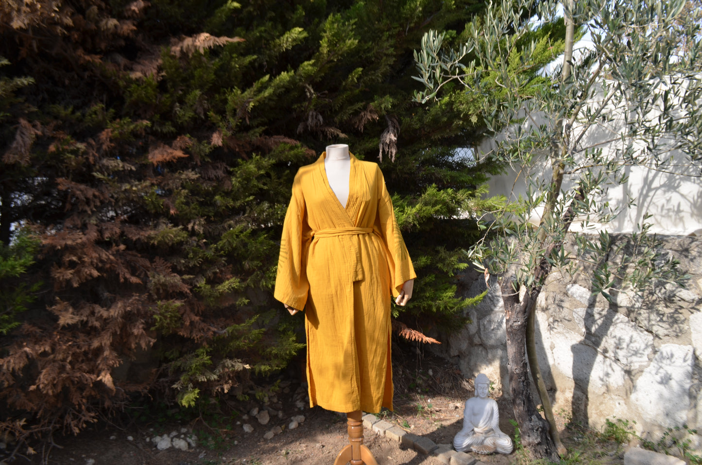 Ex Natura Sarı Uzun Yırtmaçlı Kimono