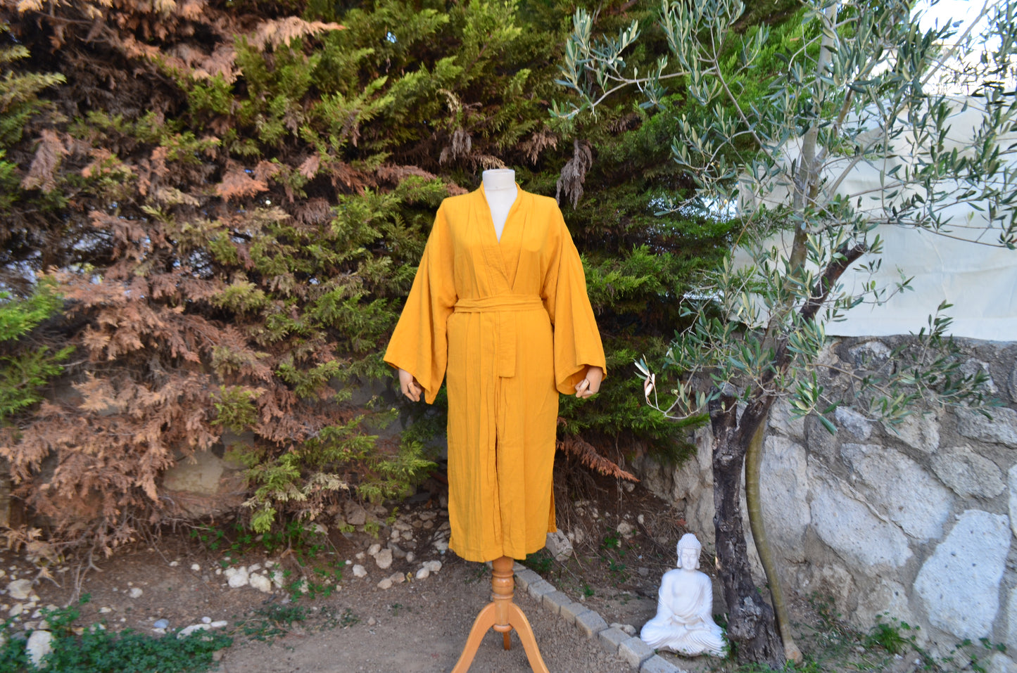Golden Light Sarı Uzun Yırtmaçlı Kimono