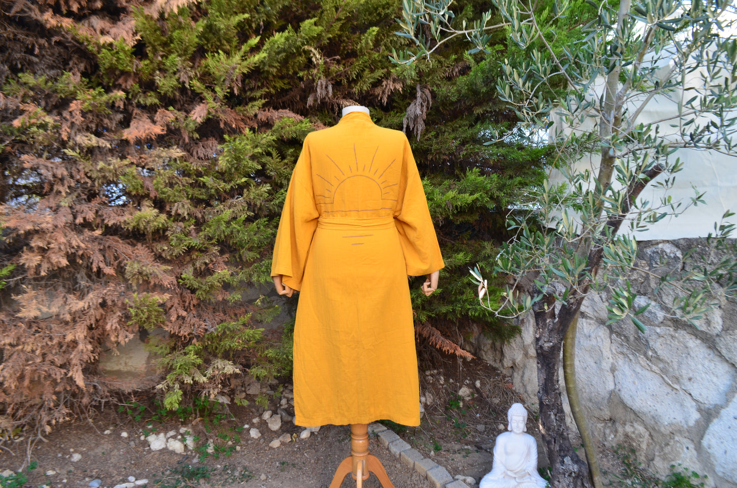 Golden Light Sarı Uzun Yırtmaçlı Kimono