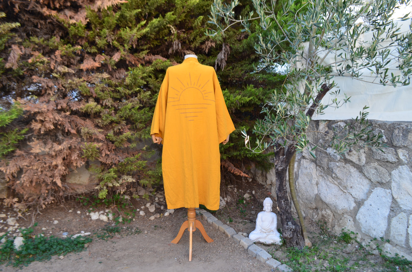 Golden Light Sarı Uzun Yırtmaçlı Kimono