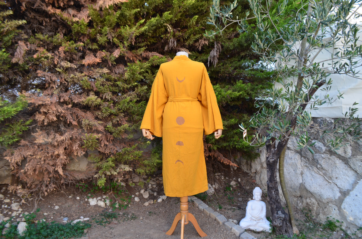 Night Circle Sarı Uzun Yırtmaçlı Kimono