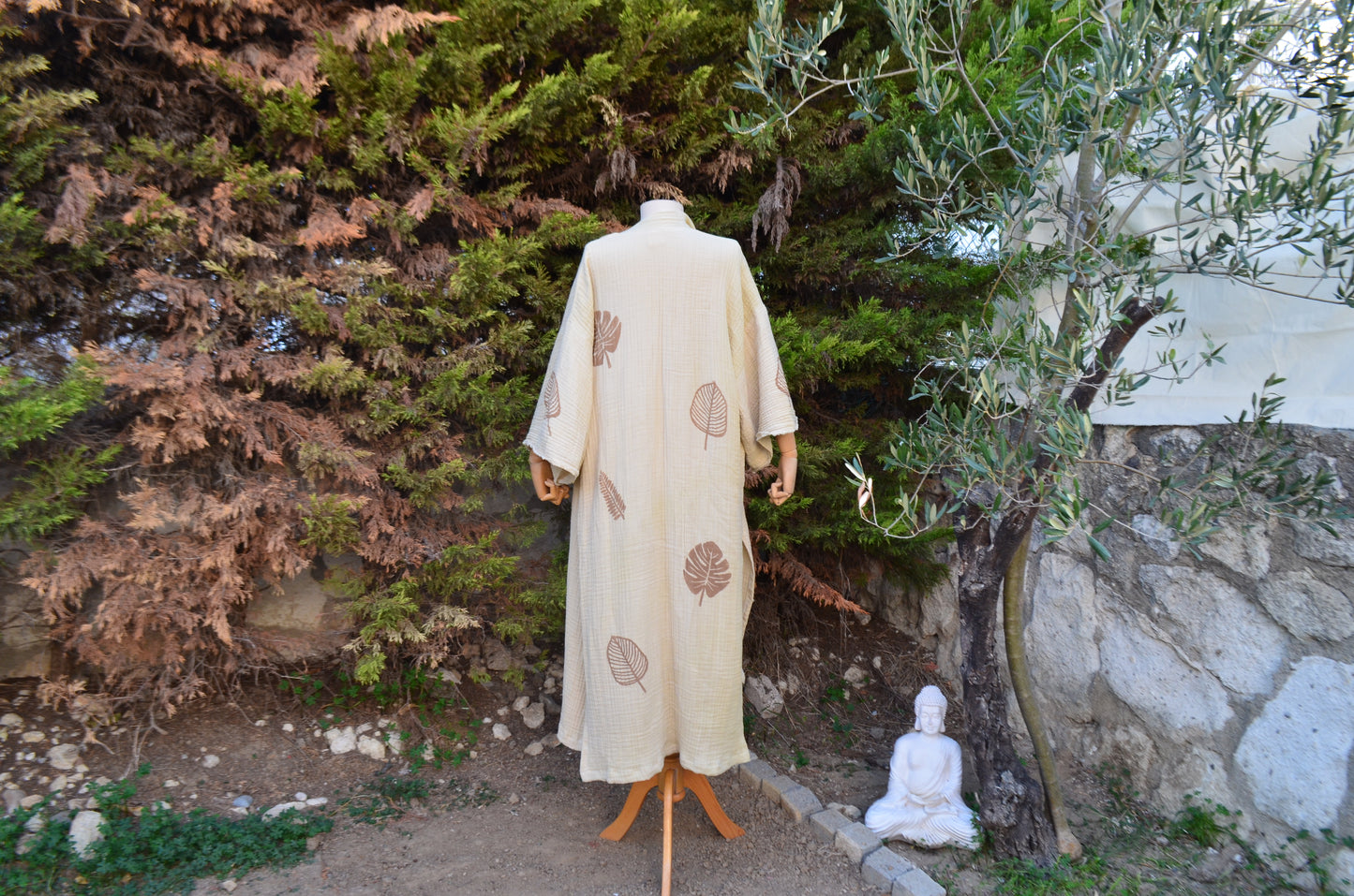 Ex Natura Bej Uzun Yırtmaçlı Kimono
