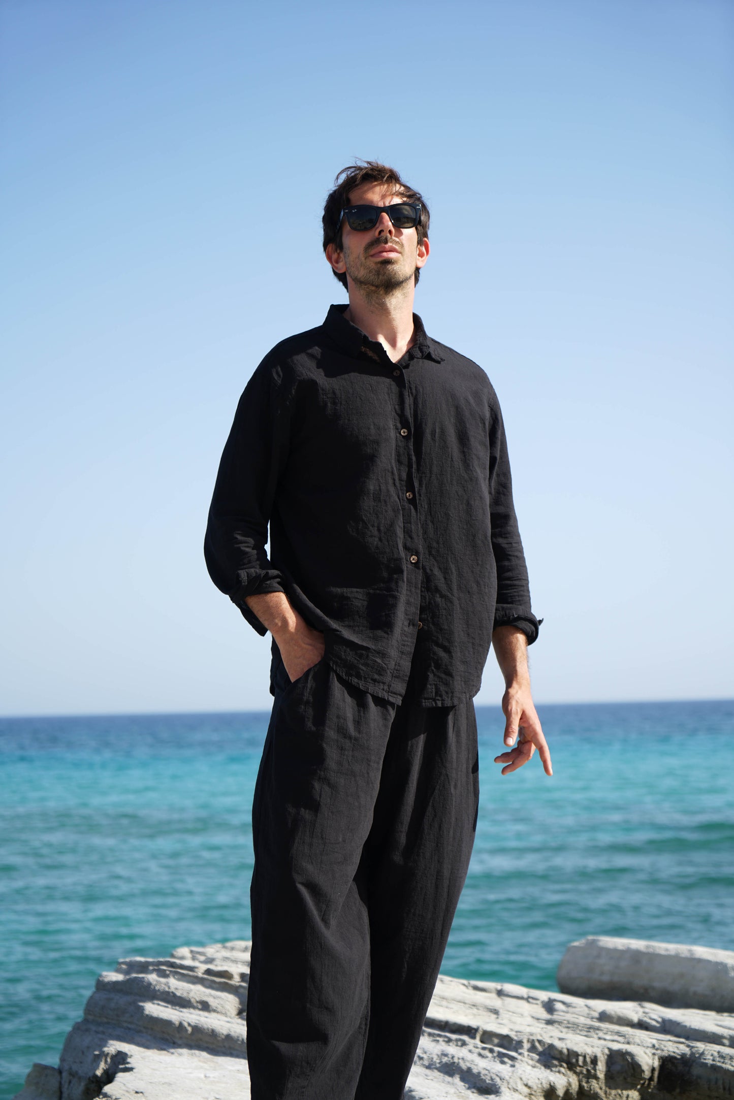 Luna Striped Şalvar Pantolon | Unisex Keten-Pamuk Pantolon