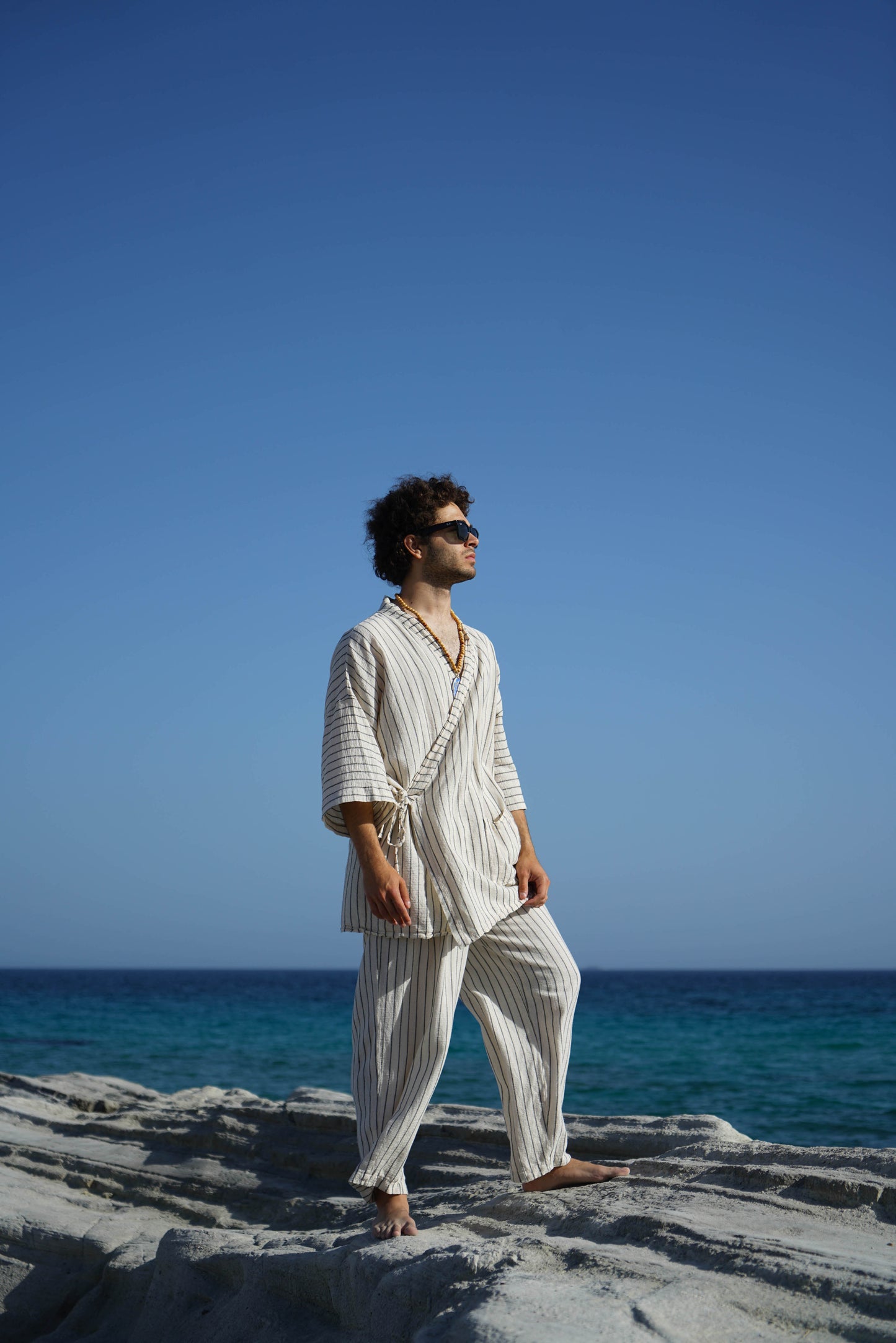 Atlas Striped Kimono | Çizgili Yandan Bağlamalı Unisex Kimono