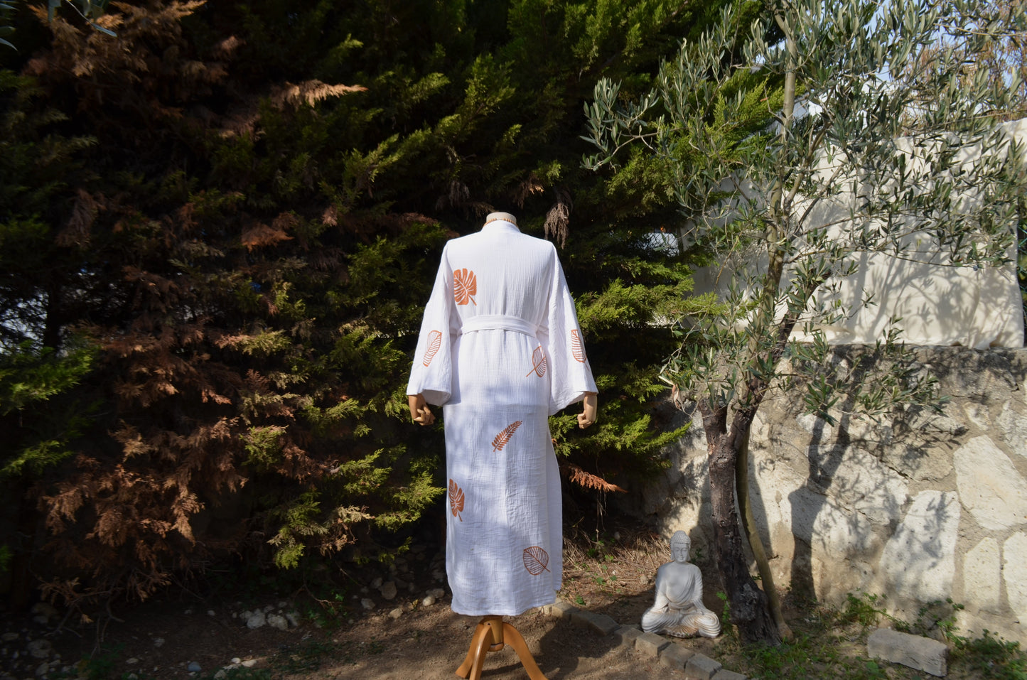 Ex Natura Beyaz Uzun Yırtmaçlı Kimono
