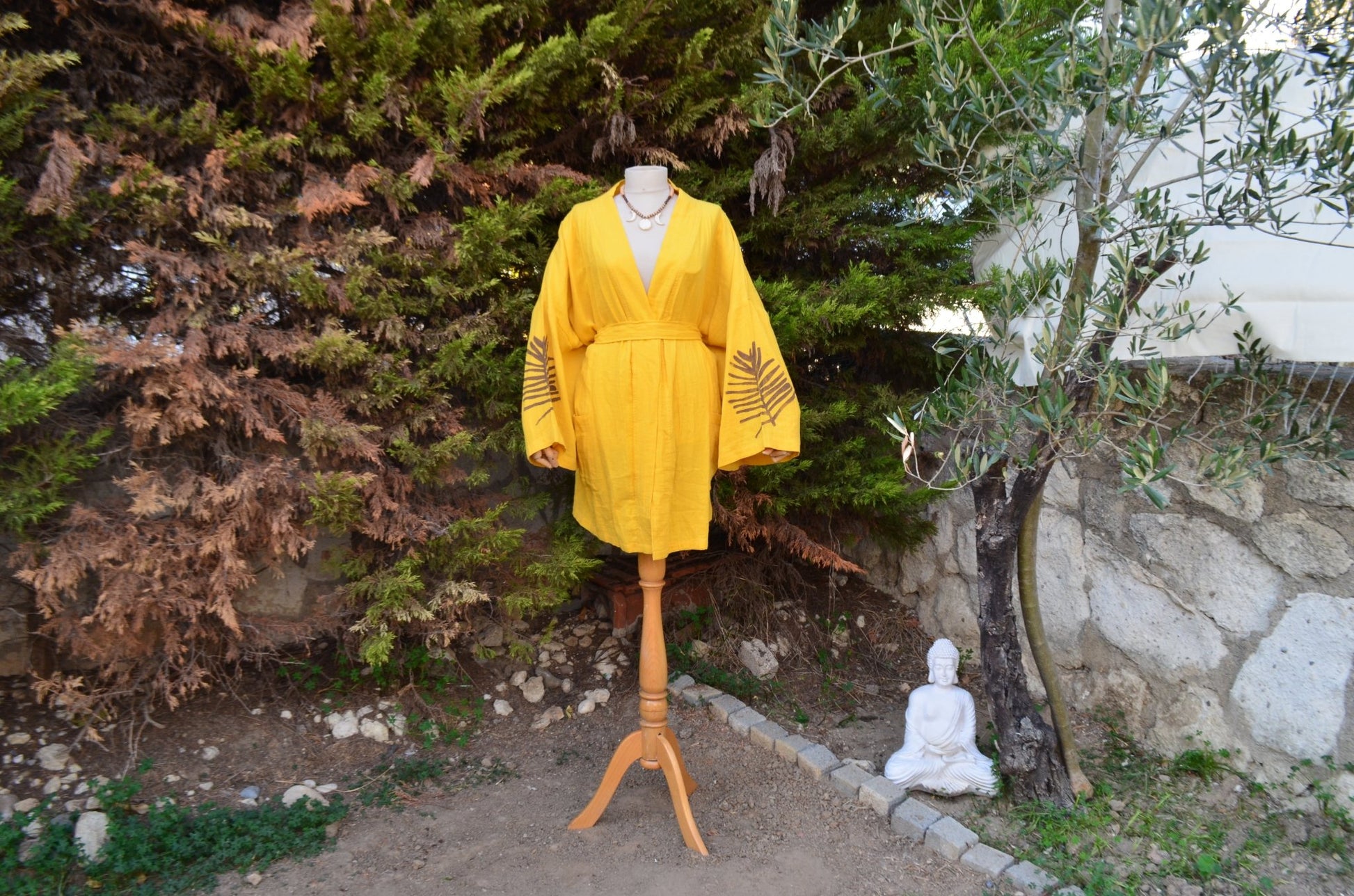 Ex Natura Sarı Kısa Kimono - Atelier Omnia