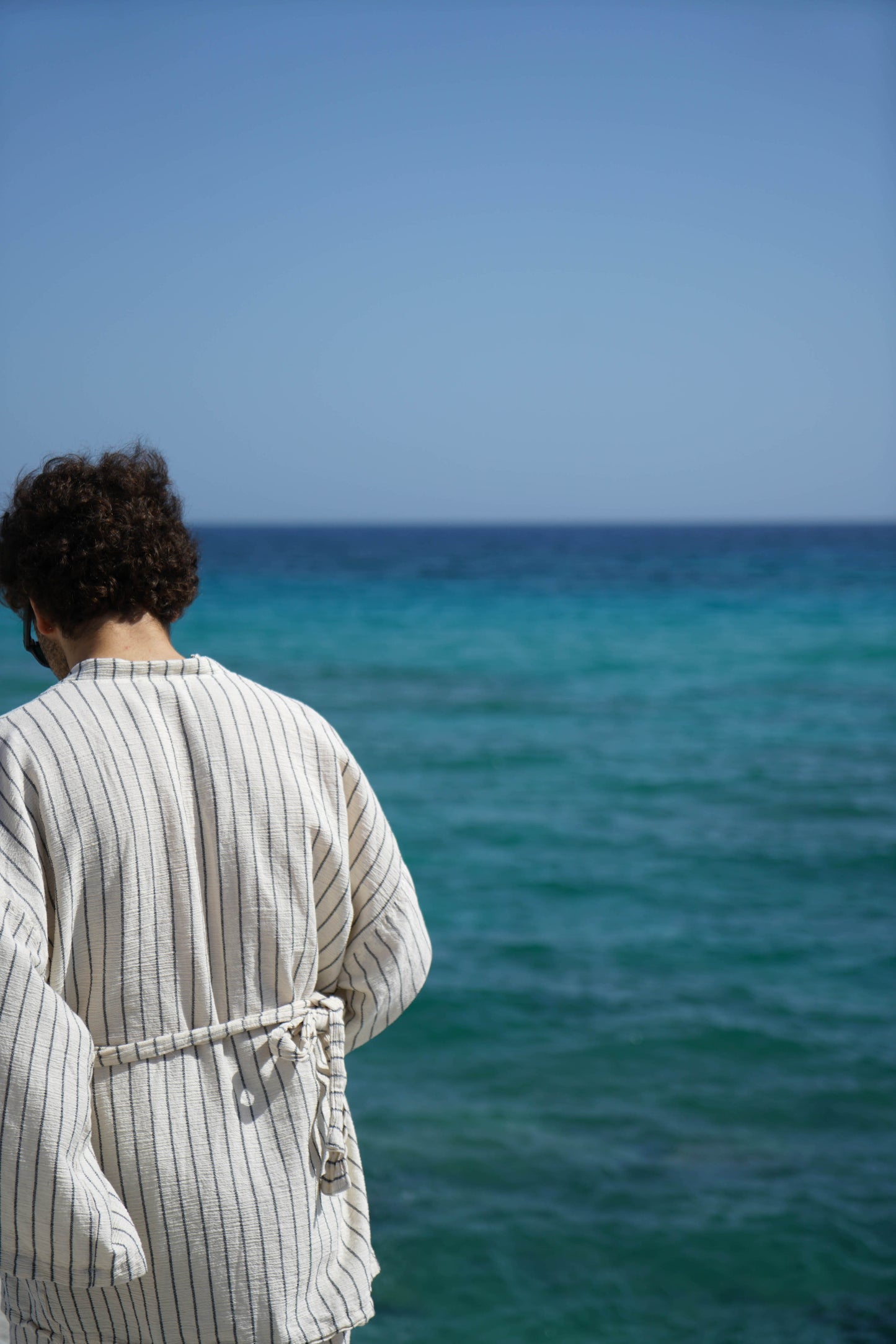 Solis Striped Kimono | Unisex Çizgili Şile Bezi Kısa Kimono