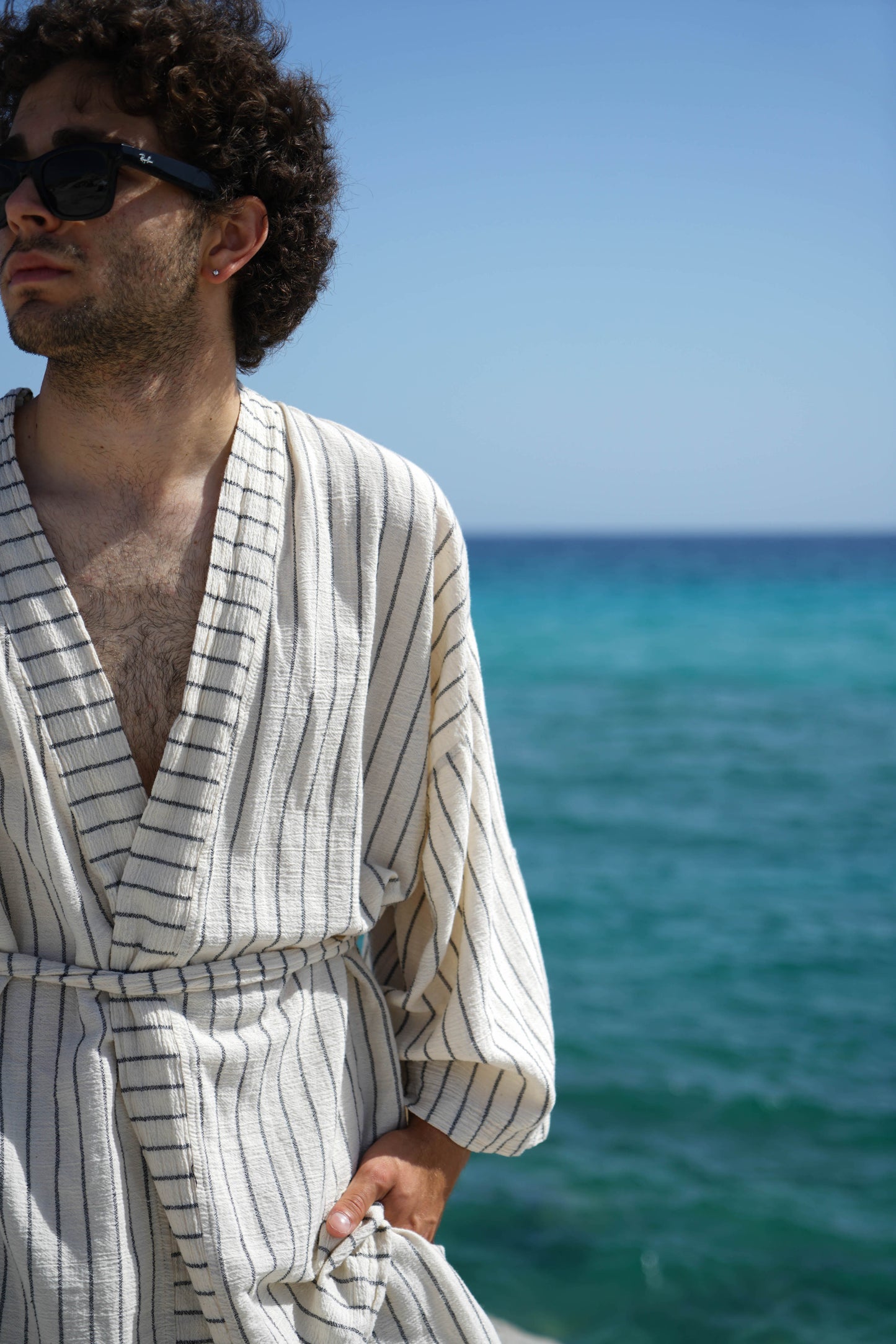 Solis Striped Kimono | Unisex Çizgili Şile Bezi Kısa Kimono