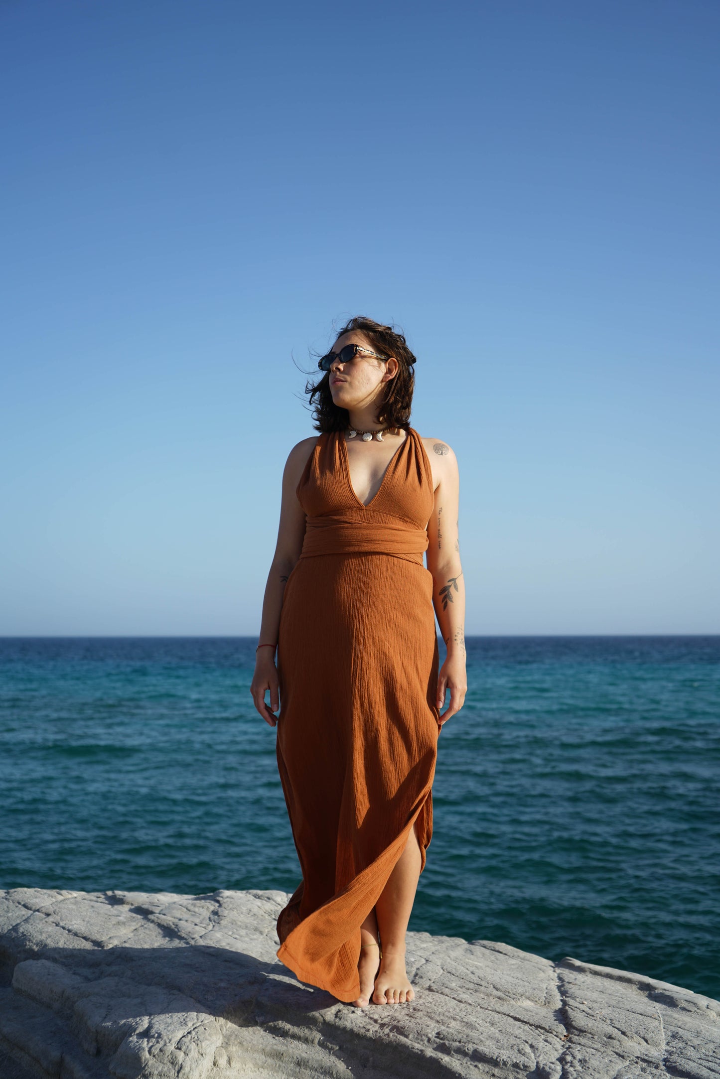 Marea Dress | Çok Yönlü Bağlamalı Elbise | %100 Pamuk Şile Bezi