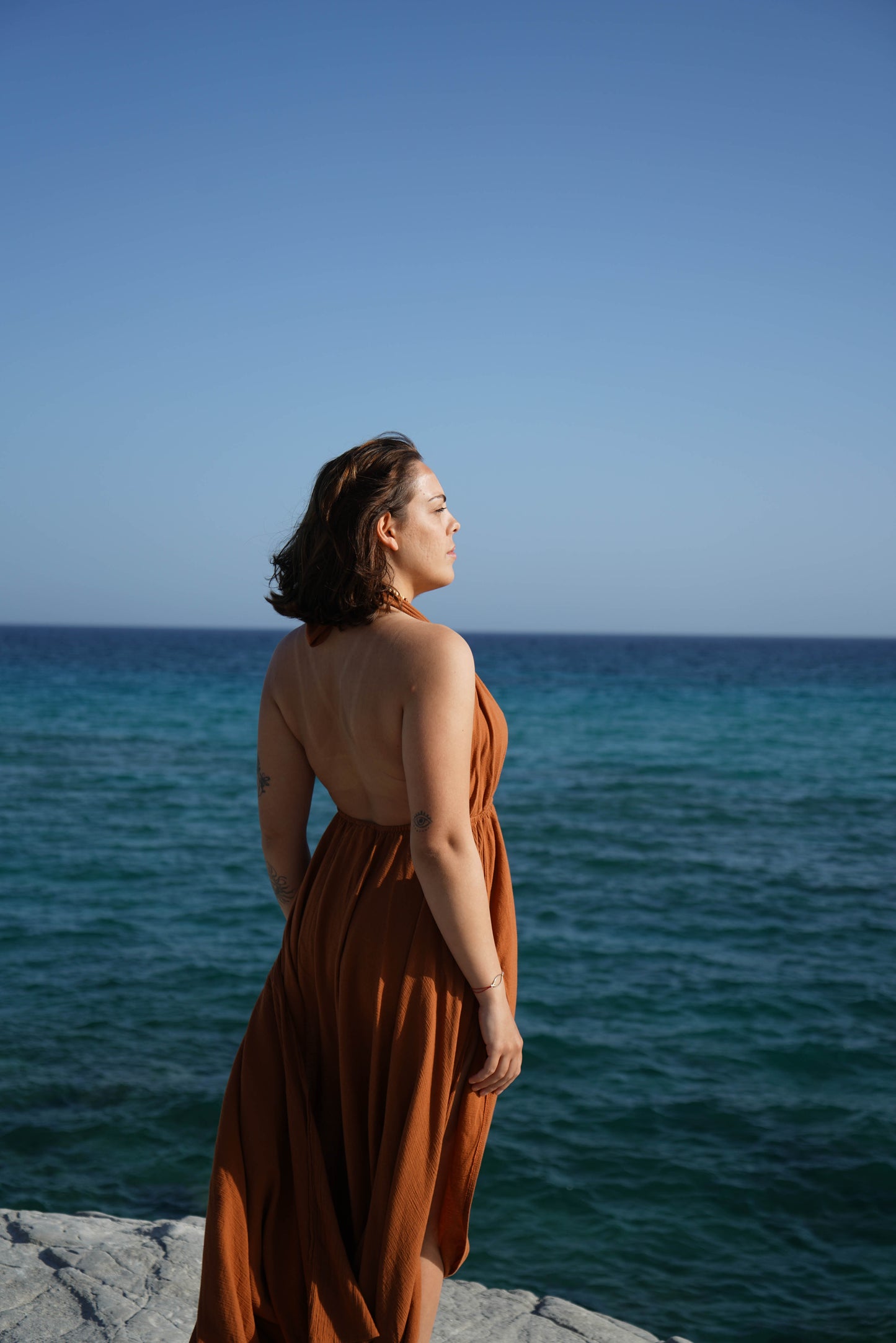 Onda Dress / Boyundan Bağlı Şile Bezi Elbise