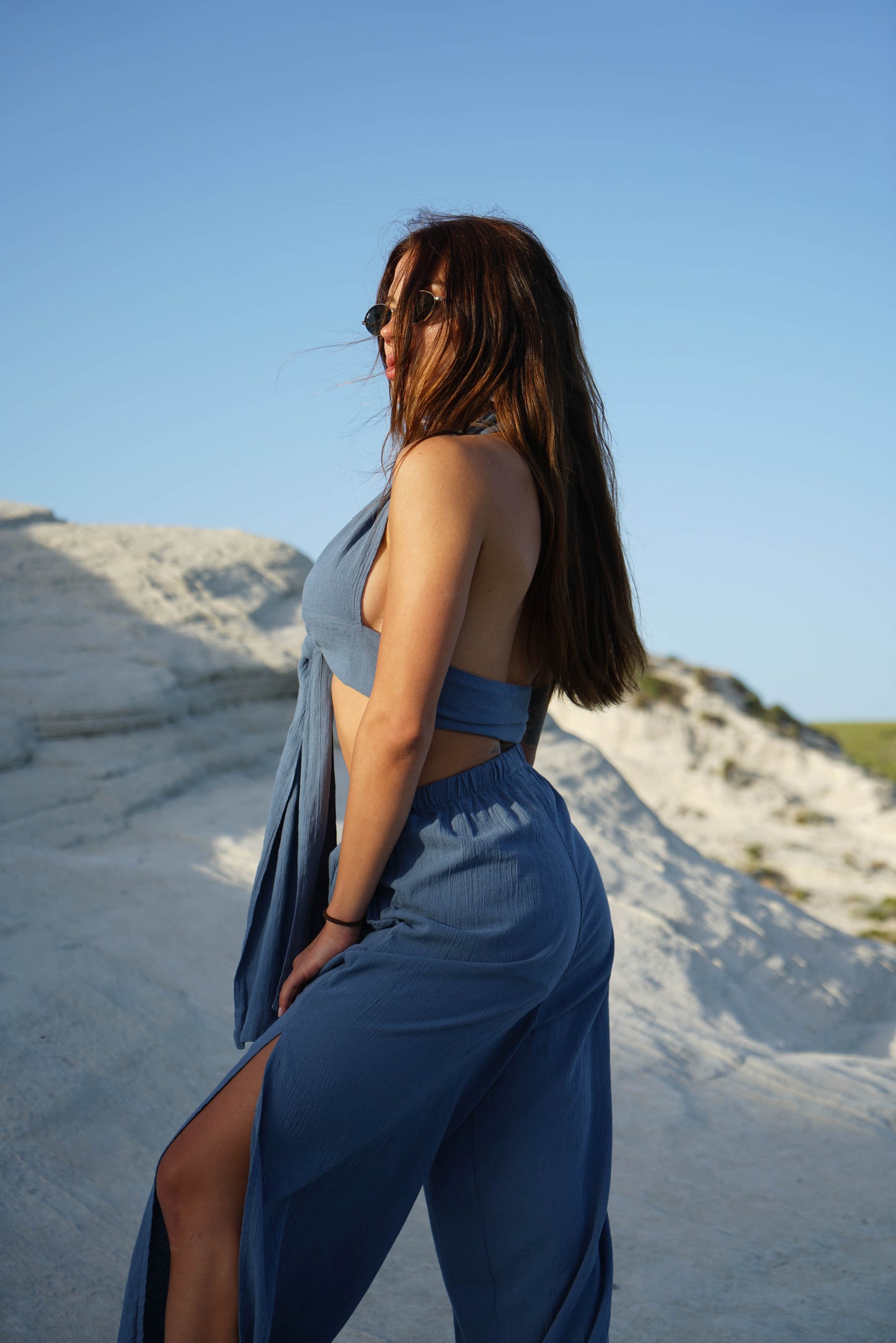 Mira Slit Pants | Yırtmaç Detaylı Şile Bezi Pantolon